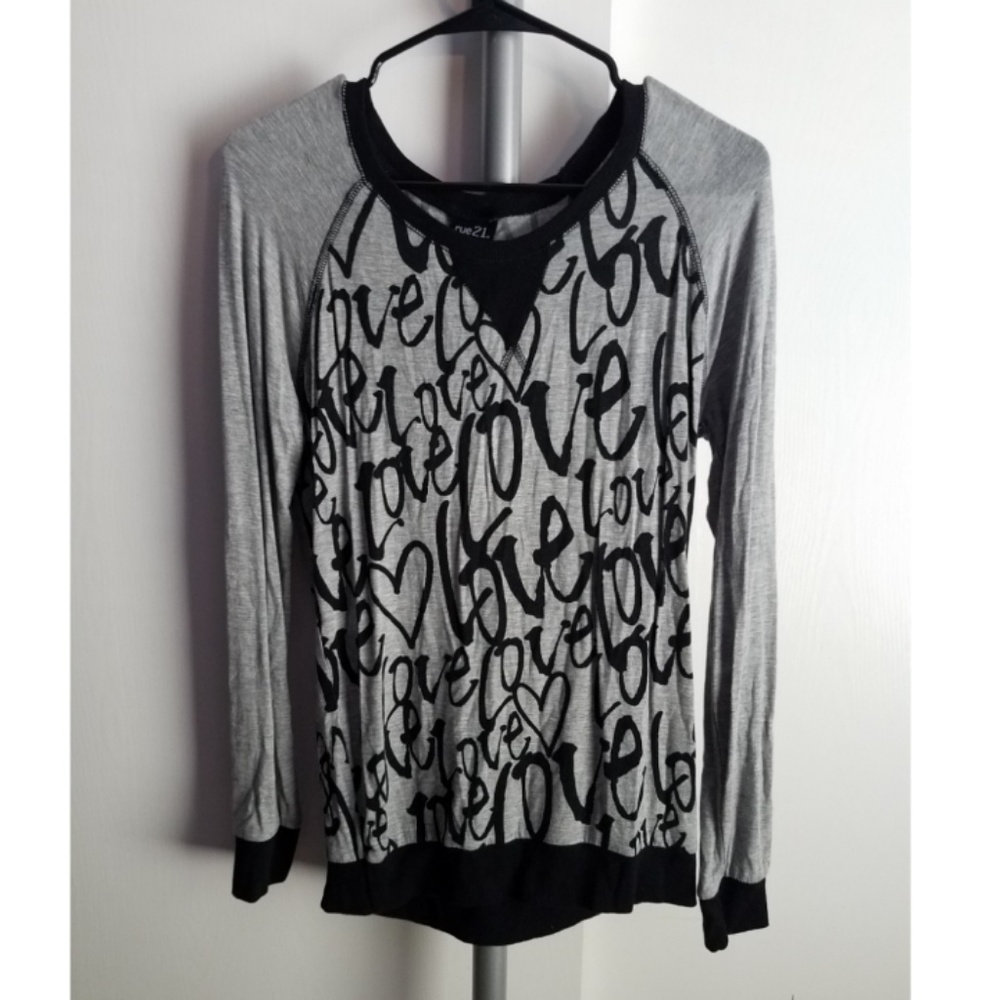 Soft Gray and Black Love Top